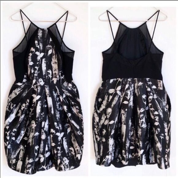 CARMEN MARC VALVO  Sleeveless black and silver abstract print Dress 12 - Picture 4 of 9